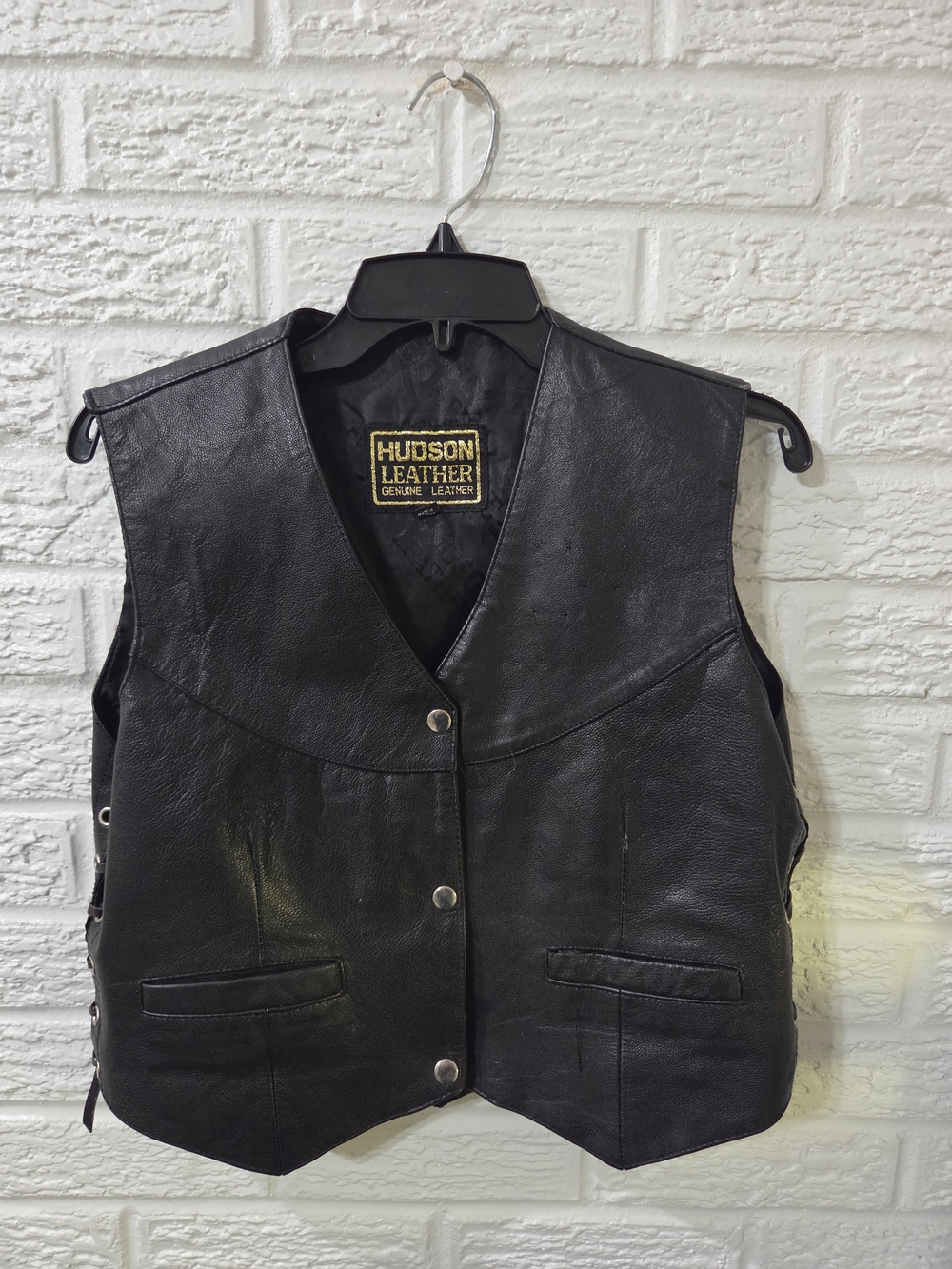 Hudson Leather Black Men's Biker Vest